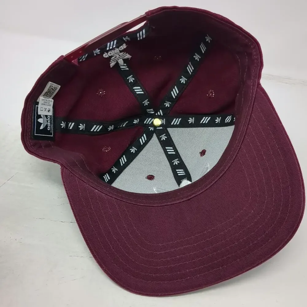 Adidas Snapback Red One Size Trefoil Logo Hat Embroidered Cotton 6-Panel Cap